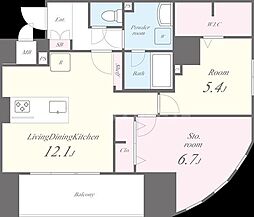 都営大江戸線 両国駅 徒歩7分の賃貸マンション 4階1SLDKの間取り