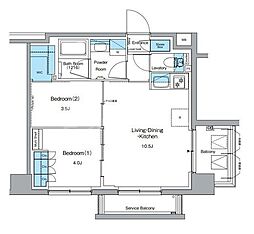 ルフォンプログレ押上EAST 2LDKの間取図画像