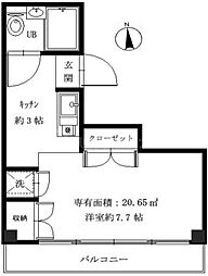 東武亀戸線 小村井駅 徒歩5分の賃貸マンション 2階ワンルームの間取り