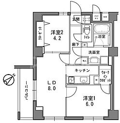 東武伊勢崎線 曳舟駅 徒歩7分の賃貸マンション 3階2LDKの間取り