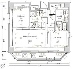 墨田区向島3丁目マンション 2LDKの間取図画像