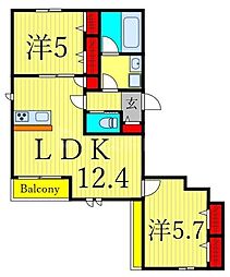 ヘーベルメゾン西葛西 E 2LDKの間取図画像