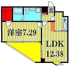 サウンドおしあげ 1LDKの間取図画像