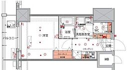 ハーモニーレジデンス菊川ステーションフロント 1Kの間取図画像