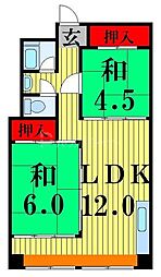 亀戸二丁目団地6号棟 2LDKの間取図画像