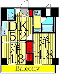 ルフレプレミアム押上イースト 2DKの間取図画像