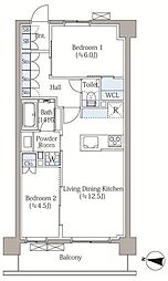 イノバスすみだ八広 2LDKの間取図画像
