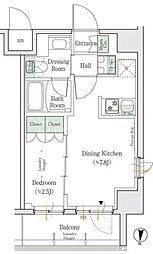 ワンルーフレジデンス亀戸 1DKの間取図画像