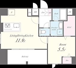RESIDENCEHOKUSAI 1LDKの間取図画像