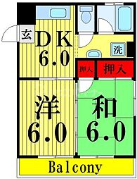 ロイヤルマンション 2DKの間取図画像