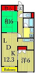 K・HOUSE 2LDKの間取図画像