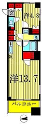 パークキューブ亀戸 1LDKの間取図画像