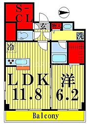 グランテラス業平 1LDKの間取図画像