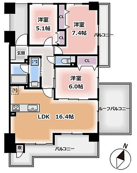 【即内覧可能!最上階・南東角部屋で明るく解放感ある間取です!】二面バルコニー・ルーフバルコニー付き!ペット飼育可能!