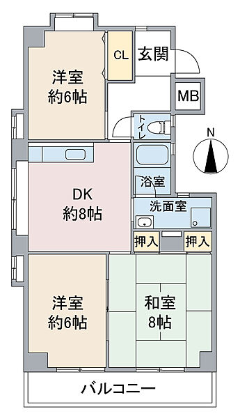 ラ．フォーレ杁ヶ池 205｜愛知県長久手市蟹原(賃貸マンション3DK・2階・66.61㎡)の写真 その2