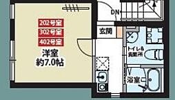BRICKS四谷 1Kの間取図画像