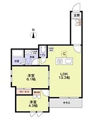 東京メトロ有楽町線 護国寺駅 徒歩8分の賃貸アパート 1階2LDKの間取り