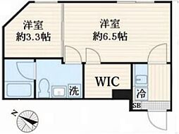 都営大江戸線 若松河田駅 徒歩8分の賃貸マンション 4階2Kの間取り