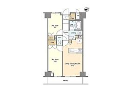 都営新宿線 曙橋駅 徒歩3分の賃貸マンション 4階2LDKの間取り