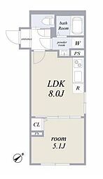 東京メトロ南北線 六本木一丁目駅 徒歩7分の賃貸マンション 2階1LDKの間取り