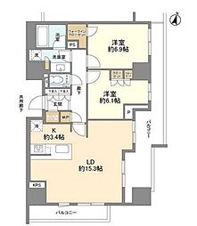 東京メトロ丸ノ内線 本郷三丁目駅 徒歩5分の賃貸マンション 5階2LDKの間取り