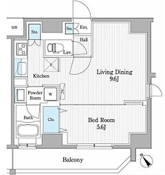 東京メトロ丸ノ内線 本郷三丁目駅 徒歩9分の賃貸マンション 5階1LDKの間取り