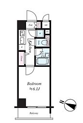 都営大江戸線 飯田橋駅 徒歩7分の賃貸マンション 5階1Kの間取り