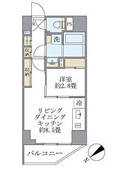 東京メトロ南北線 溜池山王駅 徒歩4分の賃貸マンション 2階1LDKの間取り