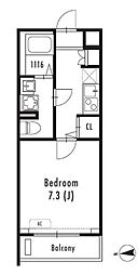 東京メトロ有楽町線 江戸川橋駅 徒歩6分の賃貸マンション 2階1Kの間取り