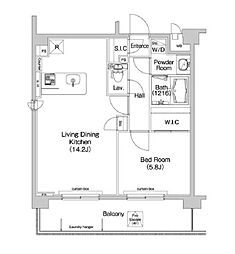 都営大江戸線 牛込神楽坂駅 徒歩4分の賃貸マンション 4階1LDKの間取り