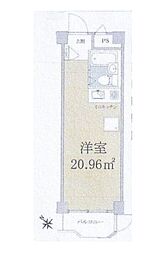バルミー赤坂 ワンルームの間取図画像