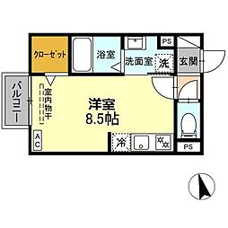 D-ROOM和地山 2階ワンルームの間取り