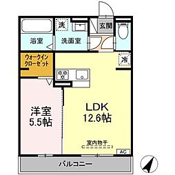 コスモ 3階1LDKの間取り