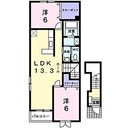 リュエルメゾンTY 2LDKの間取図画像