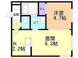 ＬＯＴＵＳ　ＦＬＥＵＲ1 2階1LDKの間取り