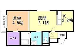 ＬＯＴＵＳ　ＦＬＥＵＲ1 2階1LDKの間取り