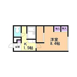 レオパレスカストル 1Kの間取図画像