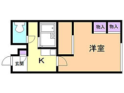 レオパレスカストル 1Kの間取図画像