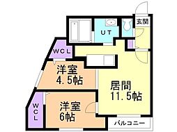 Dormire新札幌 2LDKの間取図画像