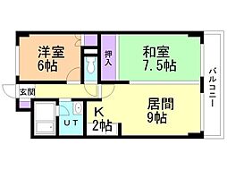 アルファロジェ 2LDKの間取図画像