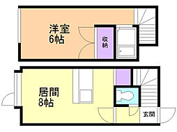 エリーカハイツ 1LDKの間取図画像