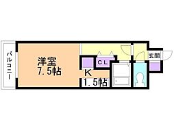 イーストフェアリー 1Kの間取図画像