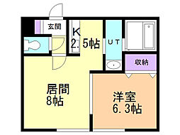 アマン北広島 1LDKの間取図画像