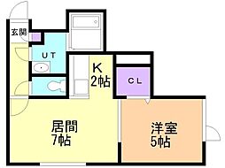 ラパス大曲 1LDKの間取図画像
