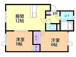 パークアベニューもみじ台 2LDKの間取図画像