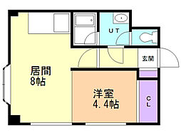 ファーム田村1 1LDKの間取図画像