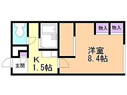 レオパレスカストル 1Kの間取図画像
