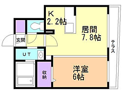 RA711Sα 1LDKの間取図画像