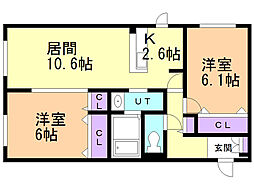 イー・カーサ 2LDKの間取図画像
