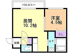 ベラルーナひばりヶ丘 1LDKの間取図画像